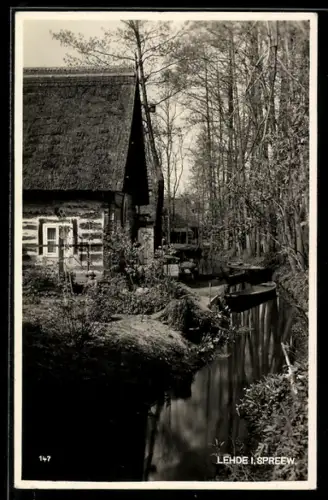 AK Lehde i. Spreew., Blockhaus, Kahnfahrt, Fliess