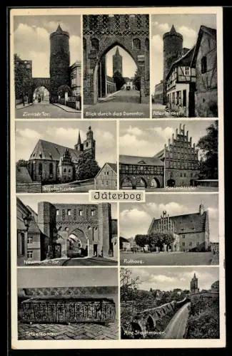 AK Jüterbog, Zinnaer Tor, Nikolaikirche, Rathaus, Marienkloster, Neuendorfer Tor, Alte Stadtmauer