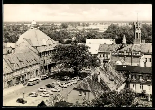 AK Kyritz, Blick auf den Platz der Einheit aus der Vogelschau