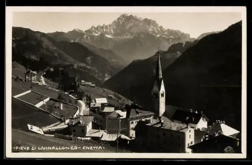 AK Pieve di Livinallongo, Civetta con chiesa e montagne sullo sfondo