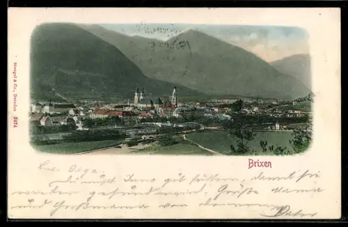 AK Brixen, Vista panoramica della città con montagne sullo sfondo
