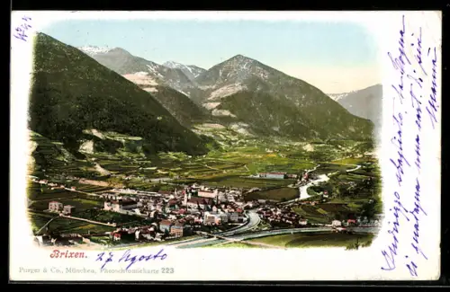 AK Brixen, Veduta panoramica della città e delle montagne circostanti