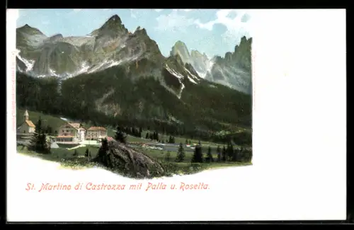 AK San Martino di Castrozza, Pala e Rosetta con montagne alpine sullo sfondo