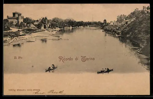 AK Torino, Vista sul Po con barche in primo piano
