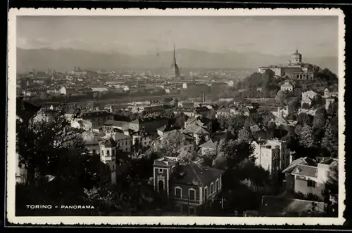 AK Torino, Panorama della città con la Mole Antonelliana e la collina di Superga sullo sfondo