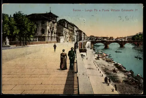 AK Torino, Lungo Po e Ponte Vittorio Emanuele I°