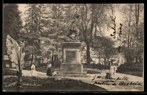 AK Torino, Giardini La Marmora con statua di Silvio Pellico
