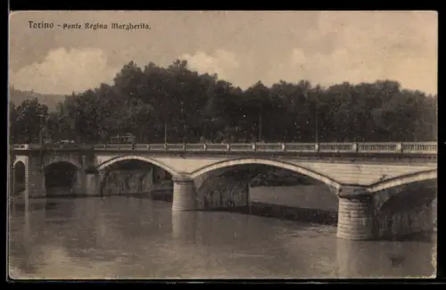 AK Torino, Ponte Regina Margherita con tram sul fiume