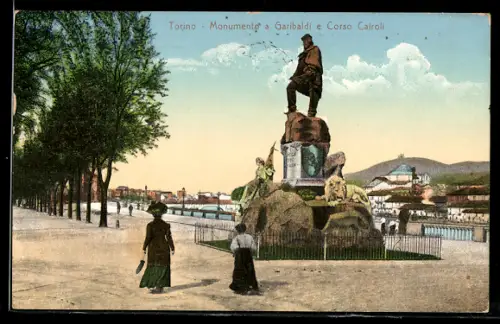 AK Torino, Monumento a Garibaldi e Corso Cairoli