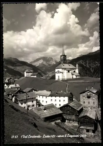AK Laste /Val Cordevole, Verso il Lagazuoi con chiesa e case di montagna