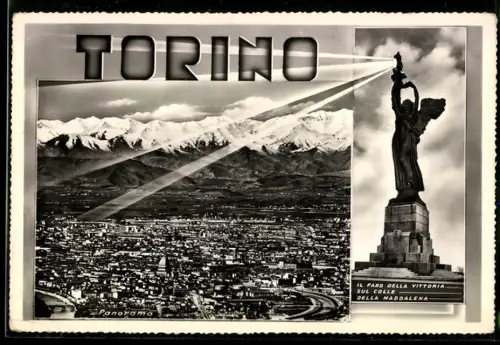AK Torino, Panorama e il Faro della Vittoria sul Colle della Maddalena