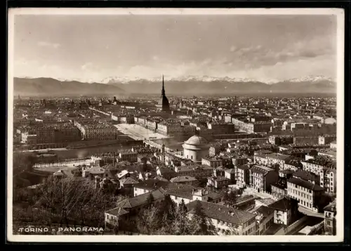 AK Torino, Panorama della città con la Mole Antonelliana e le Alpi sullo sfondo