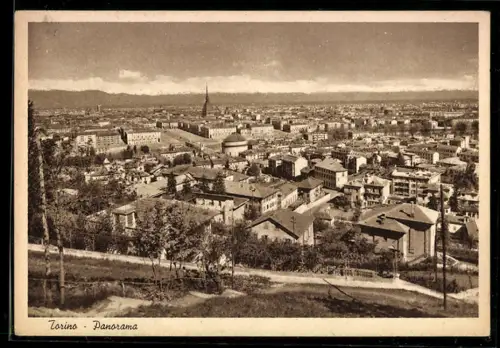 AK Torino, Panorama della città con vista sulla Mole Antonelliana e le Alpi sullo sfondo