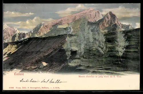 AK Cadore, Monte Antelao visto da S. Vito con alberi in primo piano