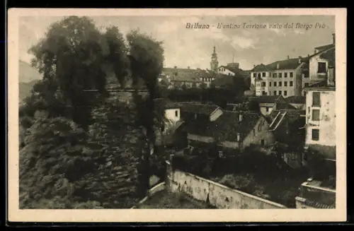 AK Belluno, L`antico Torrione visto dal Borgo Prà
