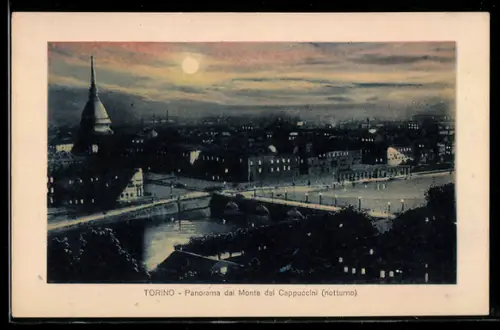 AK Torino, Panorama dal Monte dei Cappuccini, notturno