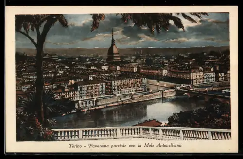Künstler-AK Torino, Panorama parziale con la Mole Antonelliana