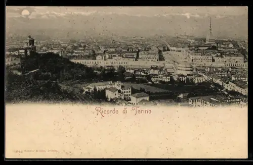 AK Torino, Ricordo di Torino con vista panoramica sulla città e la Mole Antonelliana