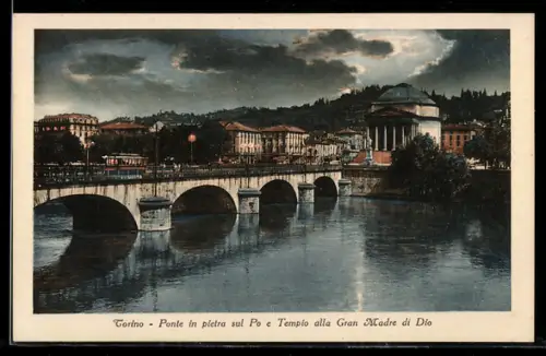 AK Torino, Ponte in pietra sul Po e Tempio alla Gran Madre di Dio