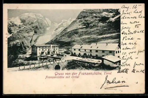 AK Franzenshöhe /Tirol, Franzenshöhe con Ortler