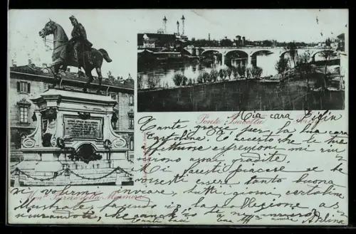 AK Torino, Monumento a Emanuele Filiberto e Ponte Isabella sul Po