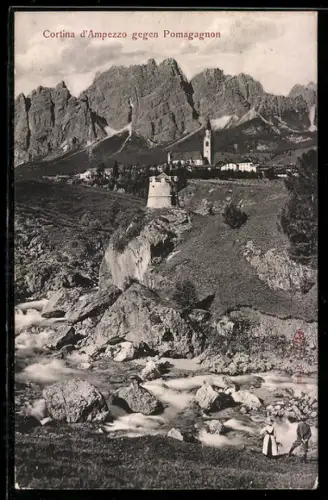 AK Cortina d`Ampezzo, Ortsansicht gegen Pomagagnon