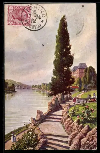 Künstler-AK Torino, Esposizione Internazionale 1911, Fiume Po e Castello del Valentino, Ausstellung