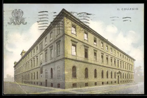 AK Torino, Il Collegio S. Giuseppe, vista dell`edificio angolare su Via S. Francesco da Paola