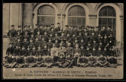 AK Torino, R. Istituto Albergo di Virtù, Scuola di Canto Corale che ottenne il I. Premio al Concorso Nazionale 1911