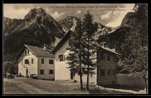 AK Rasun-Anterselva /Val Pusteria, Lago di Anterselva, Albergo e Pensione Lago di Anterselva verso Vedretta Gigante