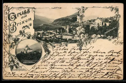 AK Brixen, Veduta panoramica con Schloss Pallaus e Schloss Hanberg