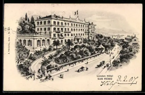 AK San Remo, London Hôtel con giardini lussureggianti e vista sul mare