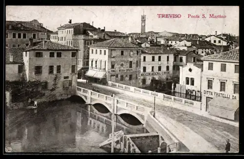 AK Treviso, Ponte S. Martino e vista della città storica