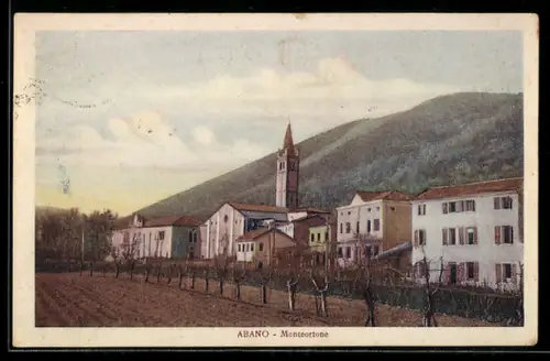 AK Abano /Monterotone, Vista del villaggio con chiesa e colline sullo sfondo