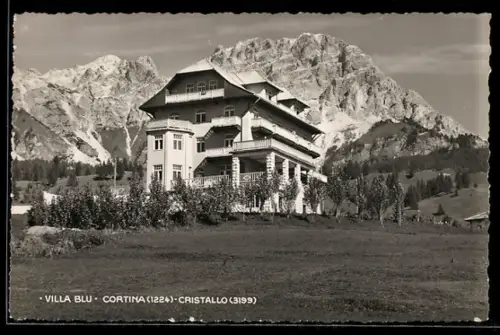 AK Cortina, Villa Blu con sfondo del Monte Cristallo