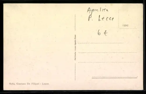 AK Lecce, Via Plebiscito Fascista con edifici storici e passanti