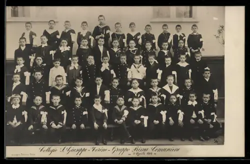 AK Torino, Collegio S. Giuseppe, Gruppo Prima Comunione, 23 Aprile 1910