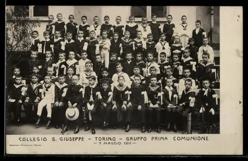 AK Torino, Collegio S. Giuseppe, gruppo Prima Comunione, 7 maggio 1911