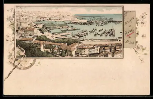 AK Genova, Il porto da sud con navi e barche