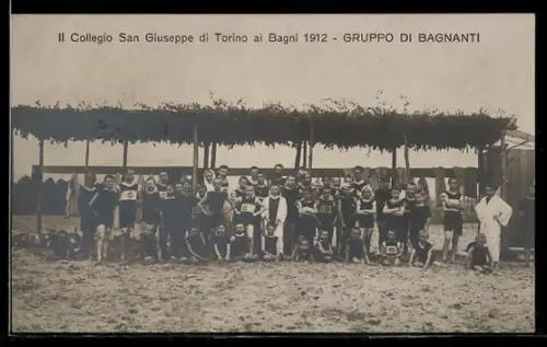 AK Torino, Il Collegio San Giuseppe ai Bagni 1912, Gruppo di Bagnati