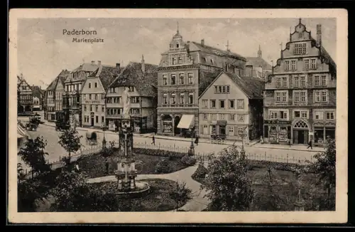 AK Paderborn, Marienplatz mit Denkmal