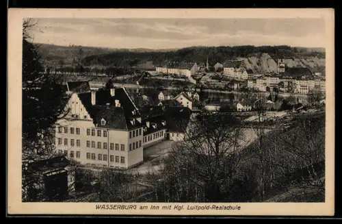 AK Wasserburg am Inn, Teilansicht mit Kgl. Luitpold-Realschule