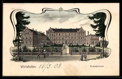 AK Wörishofen, Kneippianum mit Strassenpartie