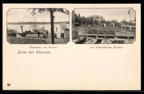 AK Berlin-Wannsee, Panorama von Westen, Am Schwedischen Pavillon