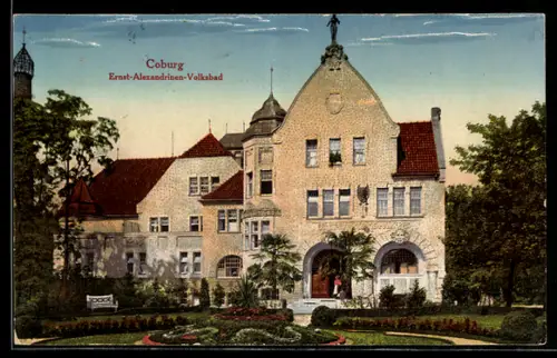 AK Coburg, Partie am Ernst-Alexandrinen-Volksbad