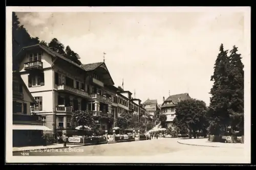 AK Herrenalb, Strassenpartie an der Brücke mit Cafe Harzer