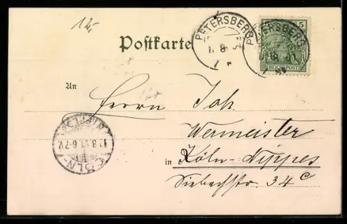 Lithographie Heisterbach, Kirche, Ruine Heisterbach, Pilger