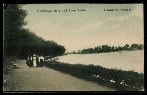 AK Berlin-Baumschulenweg, Plänterwaldsteig, Spree-Partie