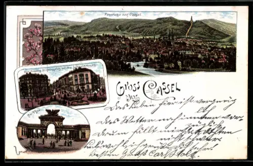 Lithographie Kassel, Auetor, Friedrich Wilhelmplatz, Panorama