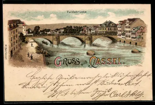 Lithographie Cassel, Fuldabrücke